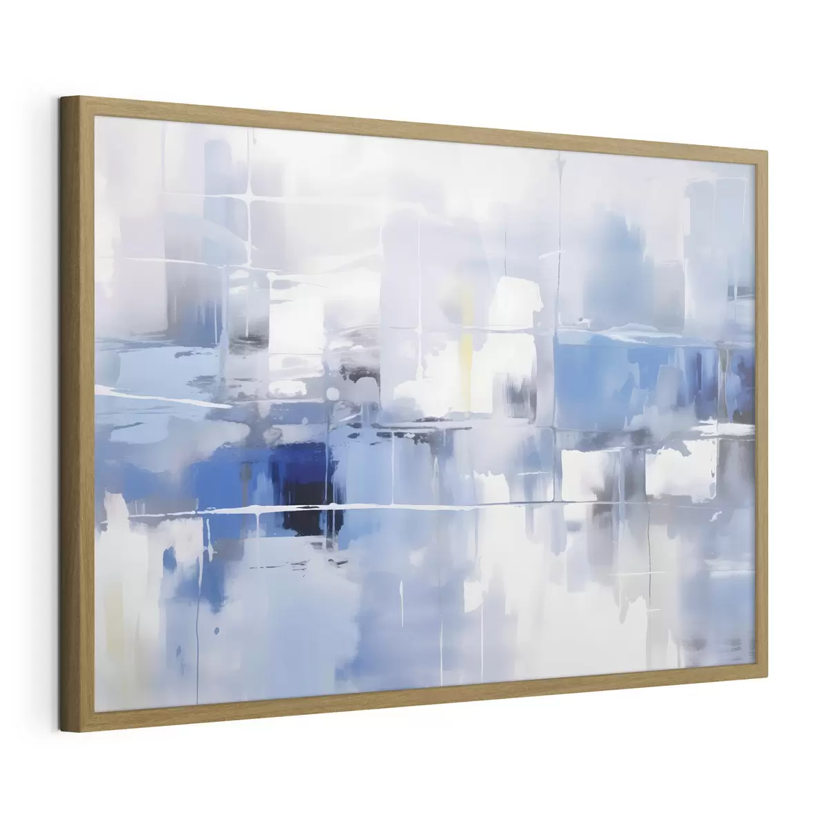 Poster O abstracție modernă în nuanțe de albastru, alb și gri, cu linii și forme neclare f41269