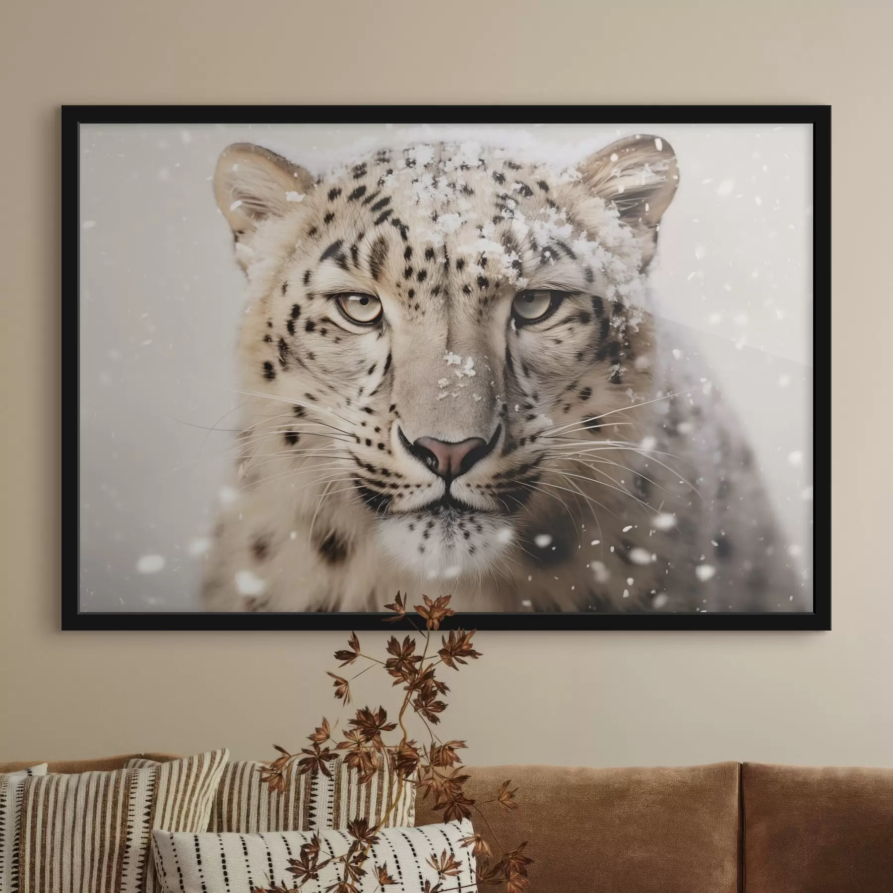 Tablouri Portret al unui leopard sub zăpada care cade f41434