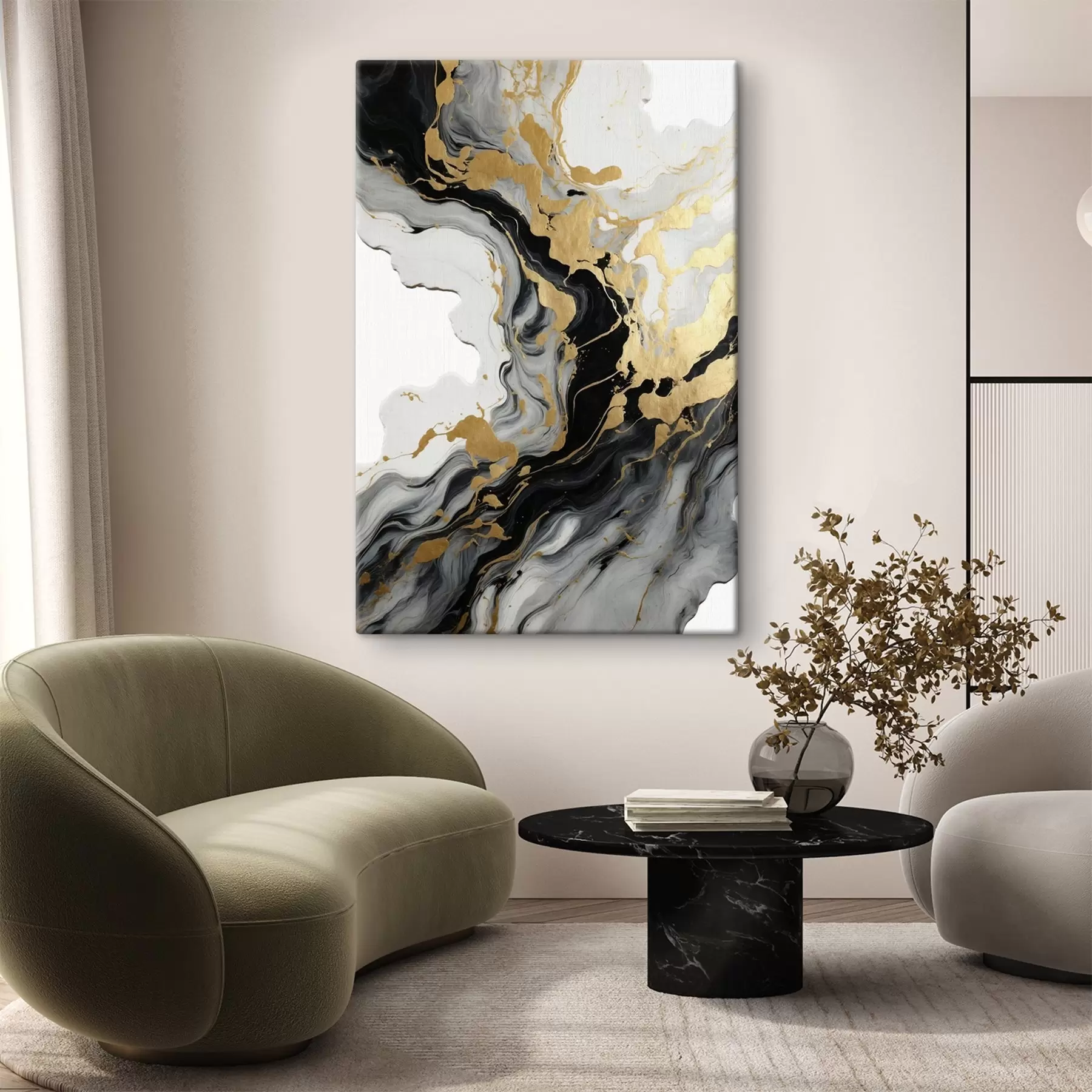 fototapet Pictură abstractă în acuarelă cu vopsele negre și galbene s41290