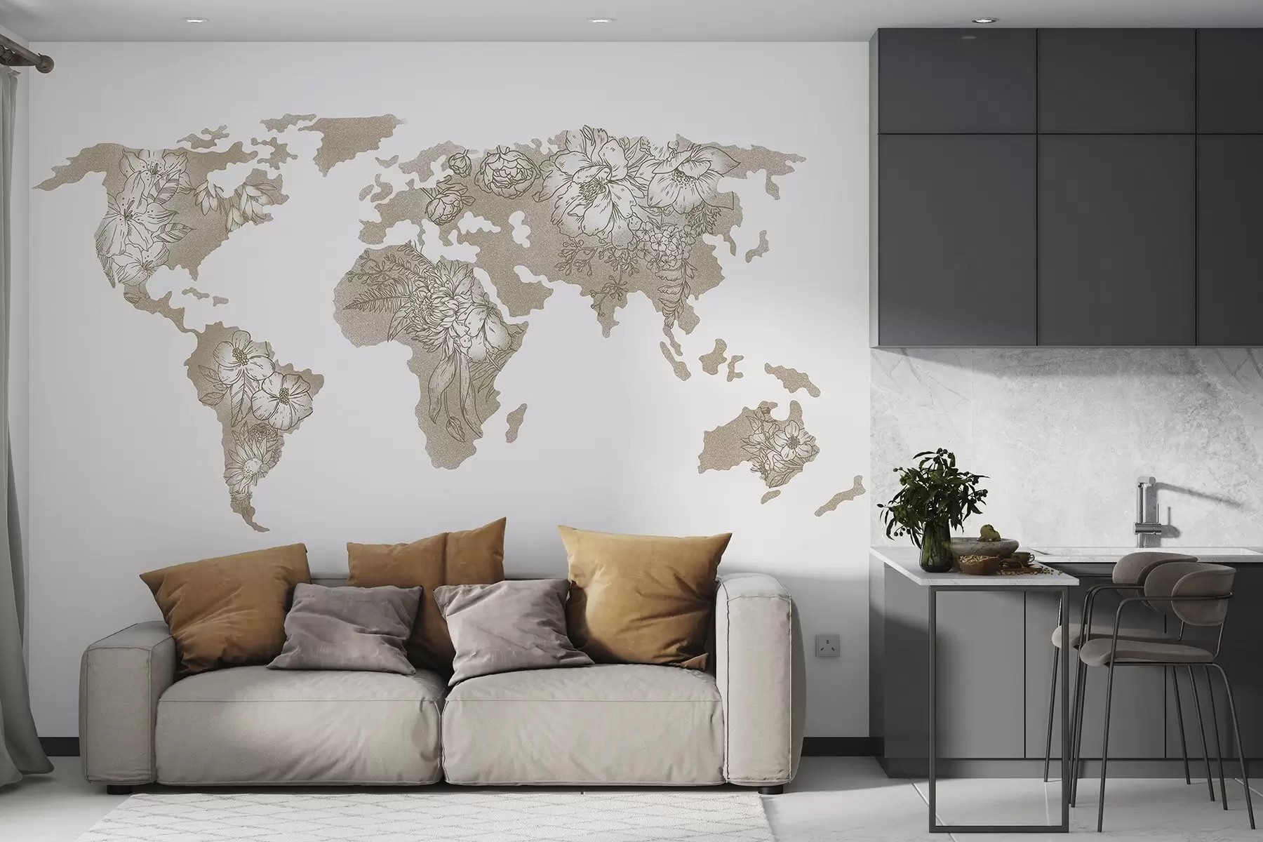fototapet Harta florală a lumii design u99734