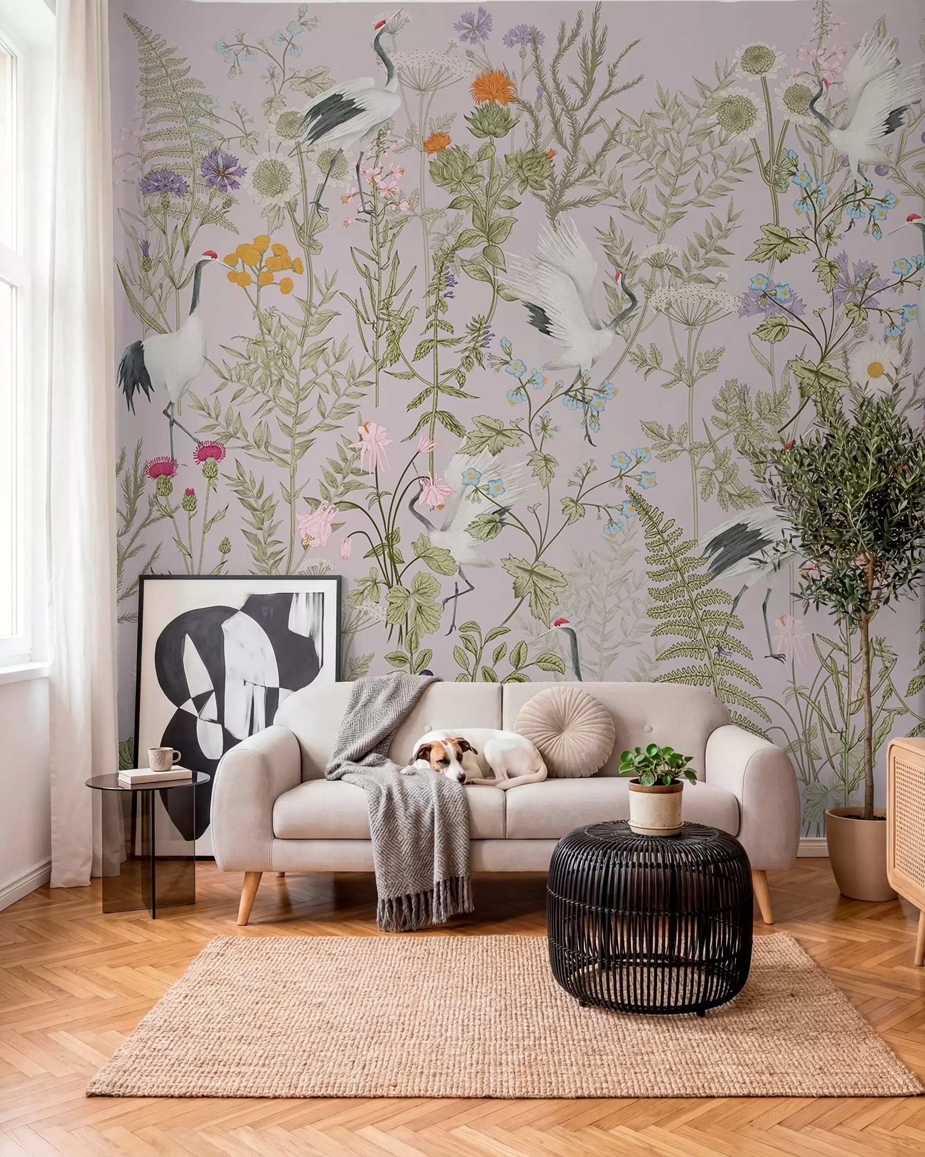 fototapet Flora pajiștii pe roz w00380v3