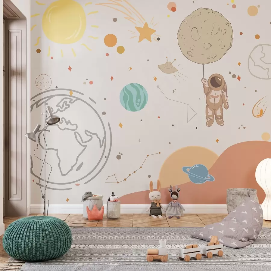 Tablouri Astronaut care explorează un univers colorat w00743