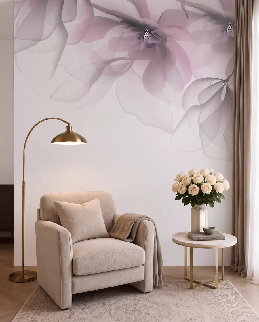 fototapet flori mari translucide roz pe vârf w02093