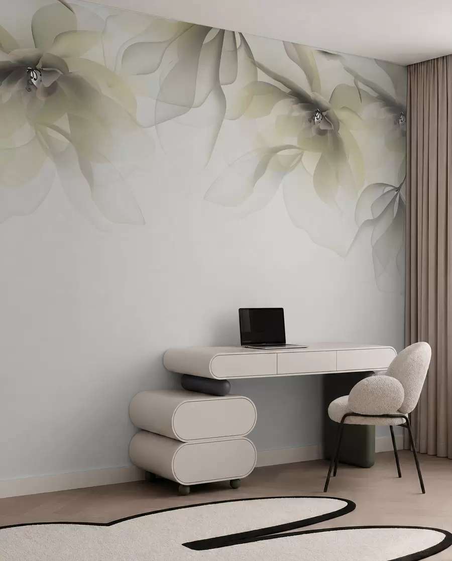 fototapet flori mari translucide galbene pe vârf w02093v1