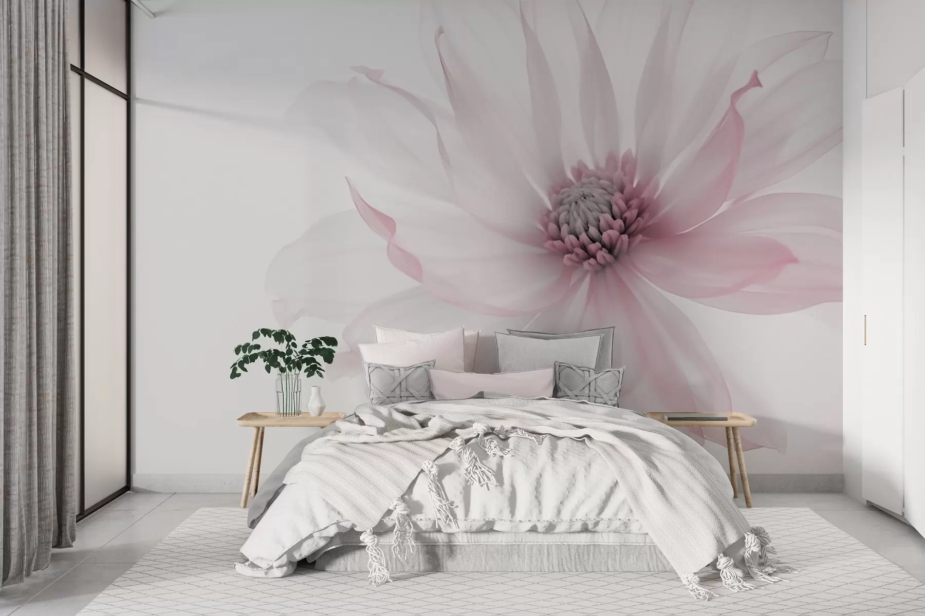 fototapet Delicate flori roz pe fundal luminos w02077v2