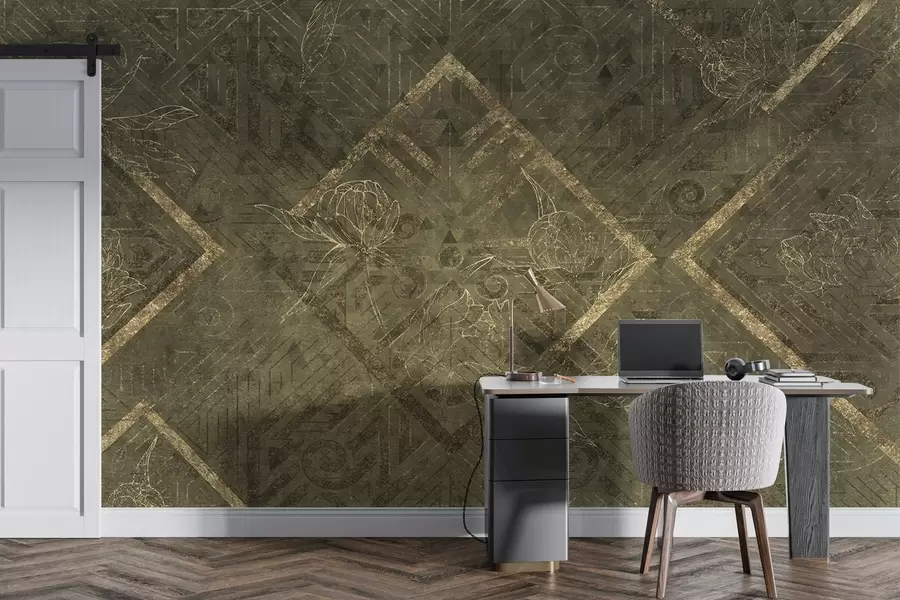 fototapet Grunge textura cu modele florale w02079v1