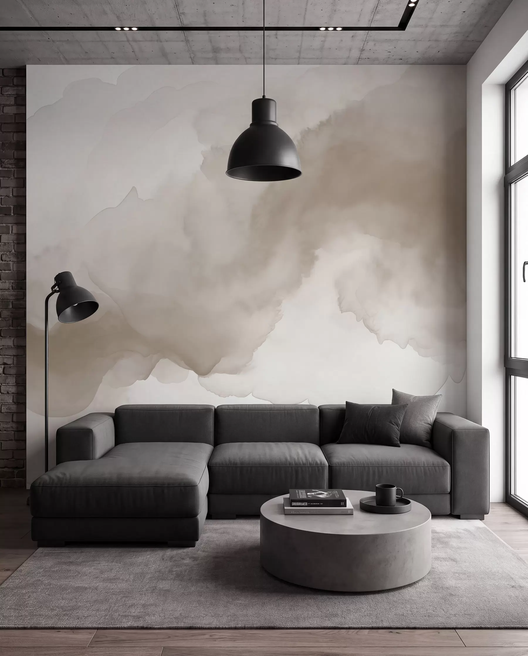 fototapet Curgere de acuarelă taupe w02114v1