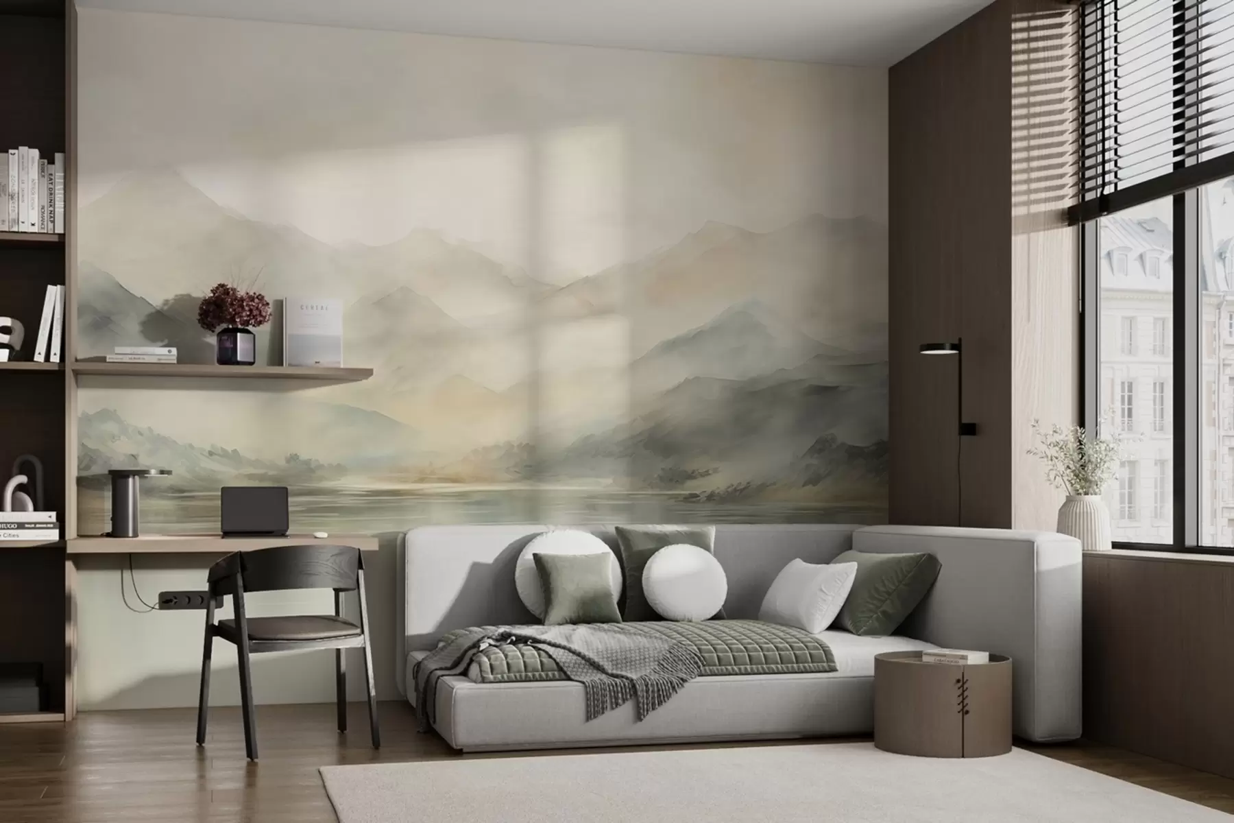 fototapet Pictat acuarelă peisaj montan w02115