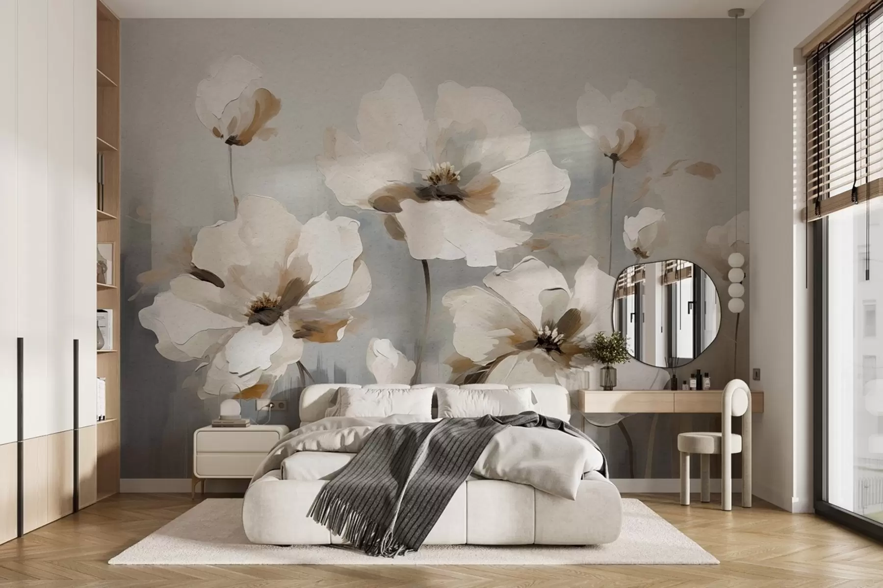 fototapet Flori pictate în ulei pe un perete de beton w02120