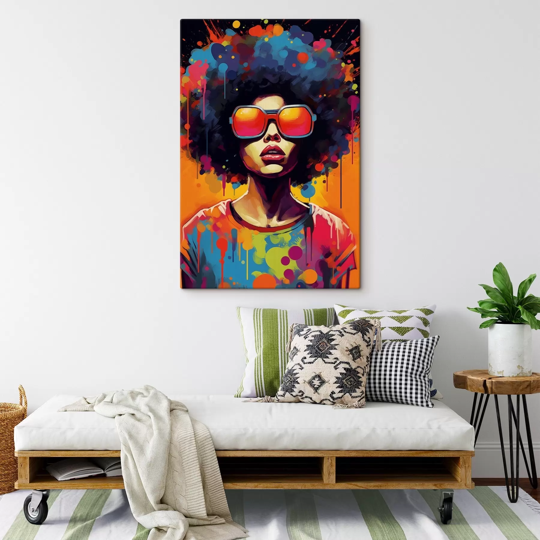 Tablouri Portret afro luminos în stilul pop art s41490