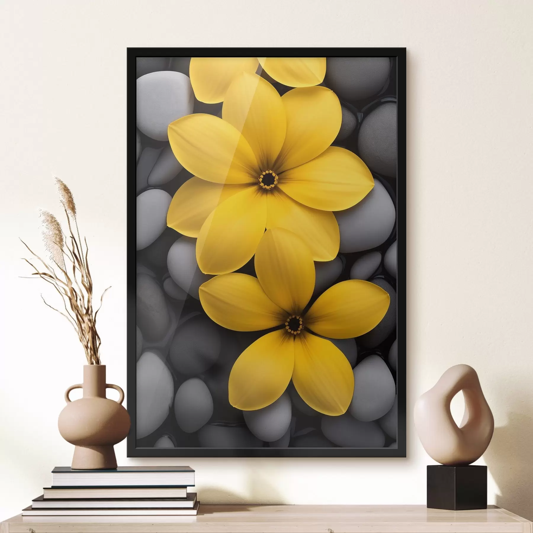 fototapet Flori galbene pe o piatră f41547