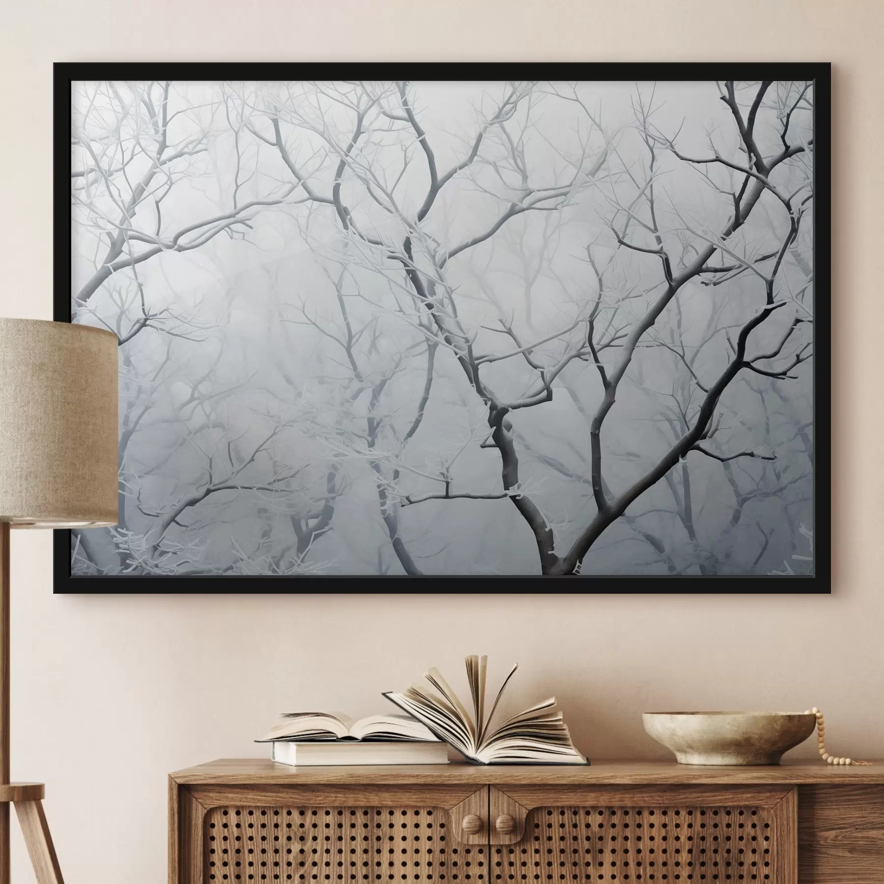 Tablouri Ramuri de copac în îngheț, minimalism f41469