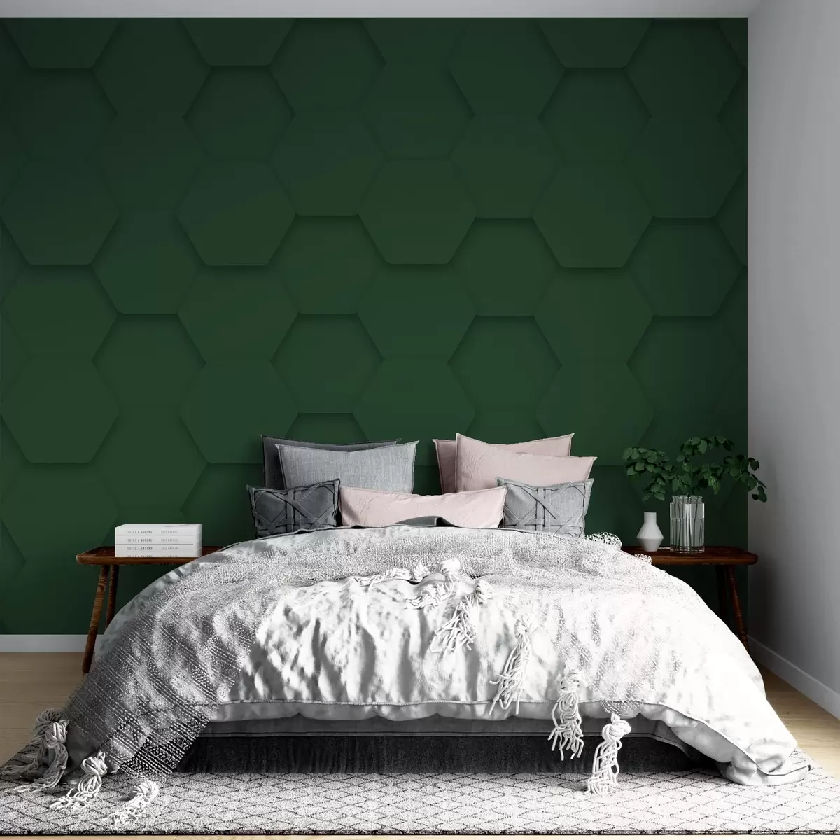 fototapet Pentagon, abstracție, culoare verde w02057