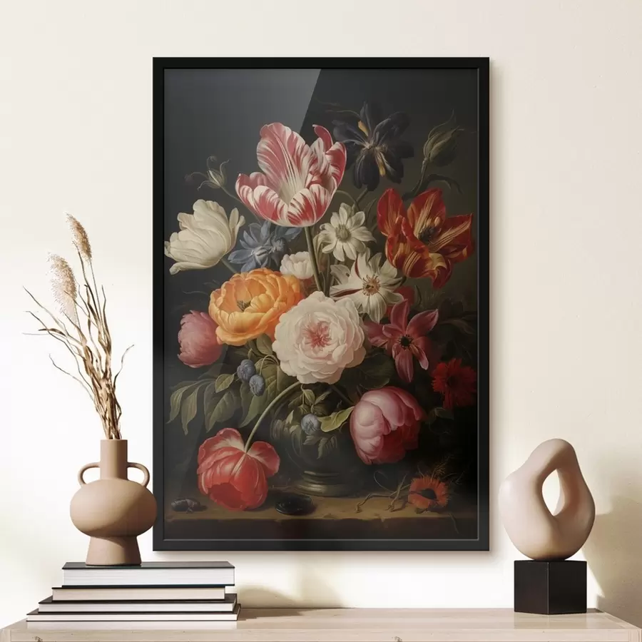 fototapet Un buchet de flori pe un fundal întunecat f41608