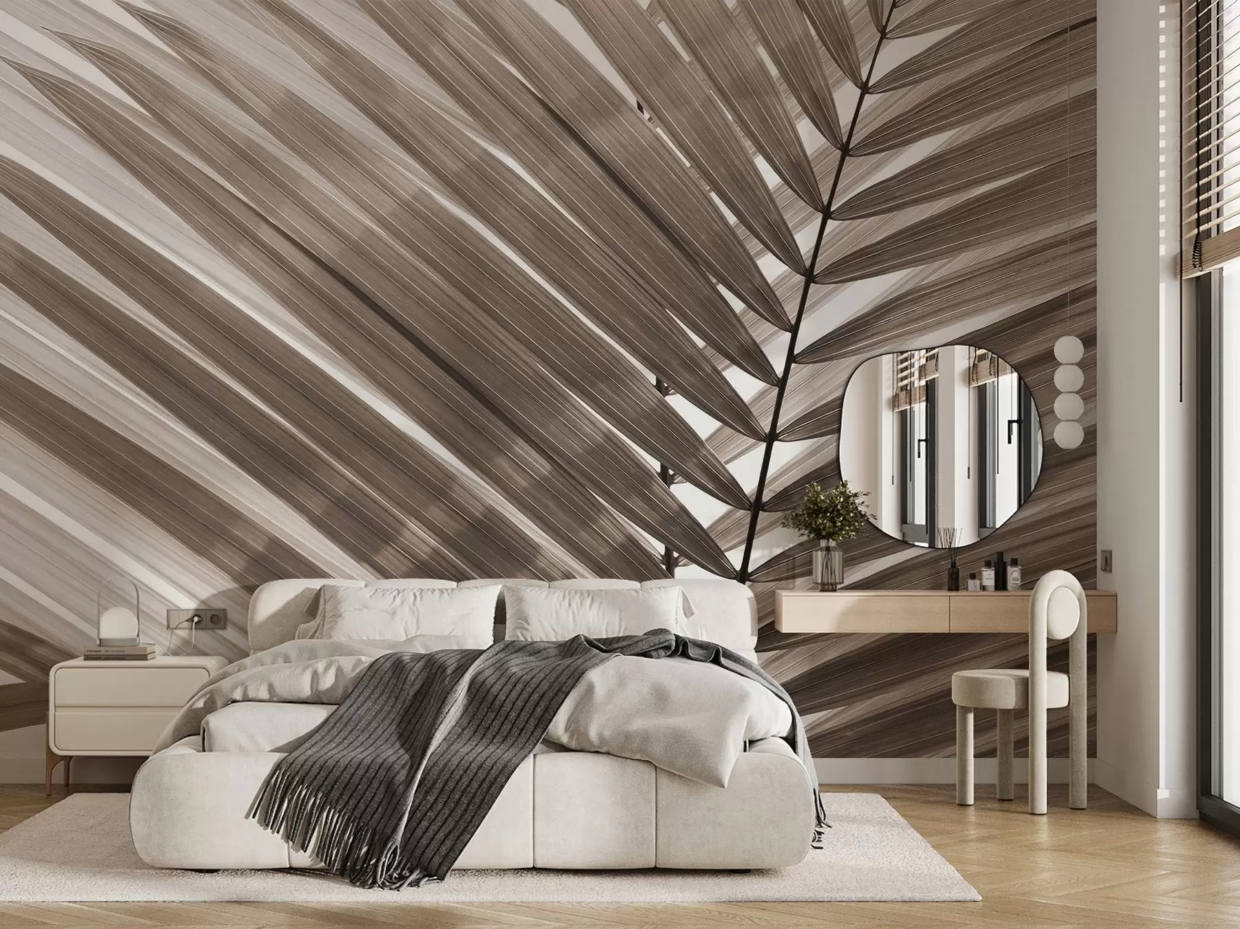 fototapet Frunze de palmier elegante în sepia moale u97550v1