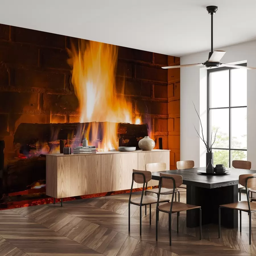 fototapet Flăcări confortabile într-un șemineu cald u73022