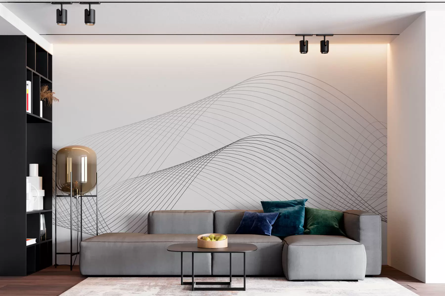 fototapet Valuri elegante în design monocrom w00893