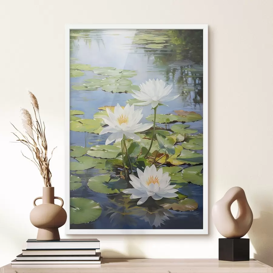 fototapet Trei nuferi albi, flori de lotus f41572