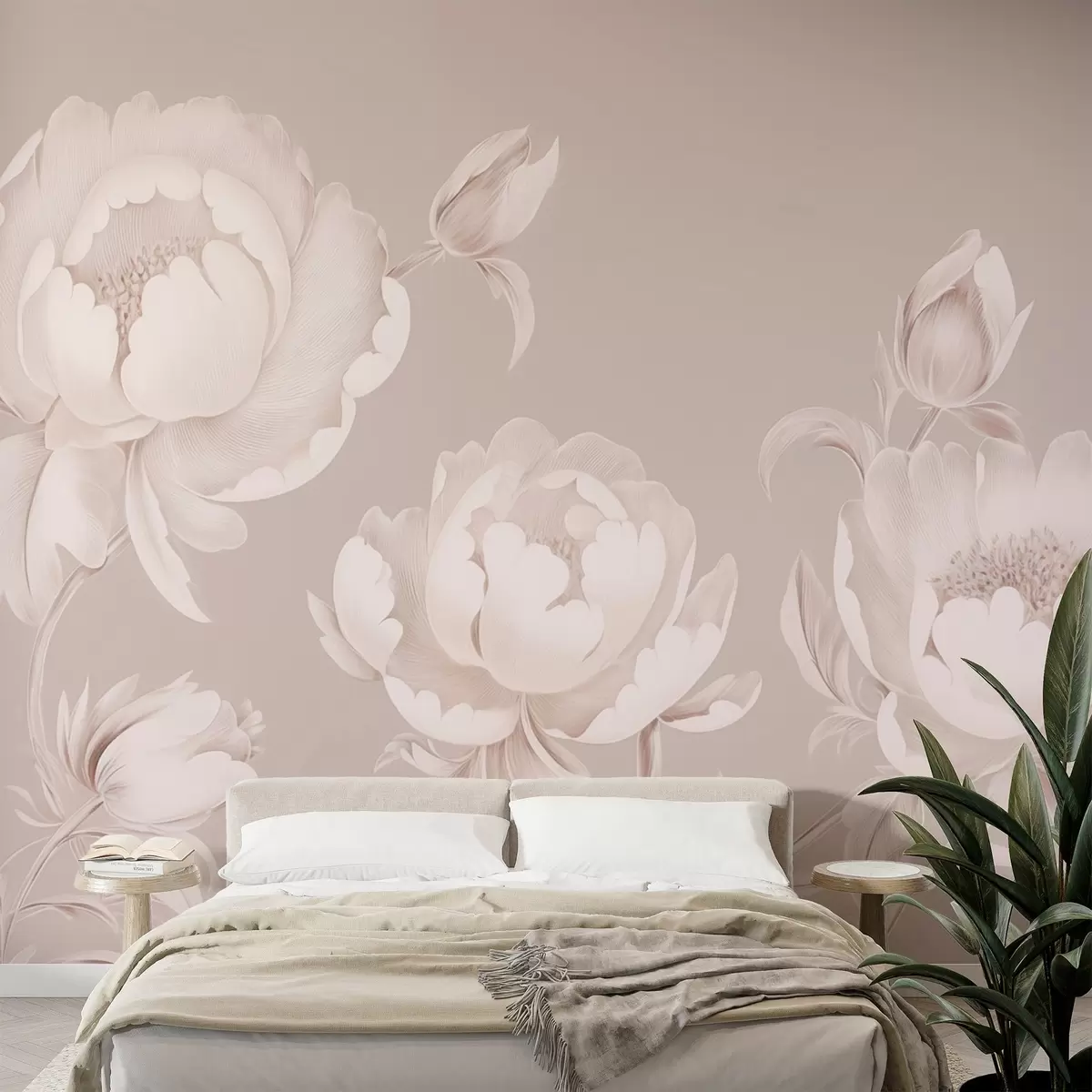 fototapet Bujori pastelate în culori moi w02211