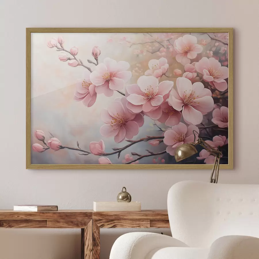 fototapet ramuri cu flori roz f41628