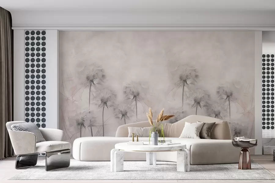 fototapet Păpădii pe un fundal bej deschis w01895