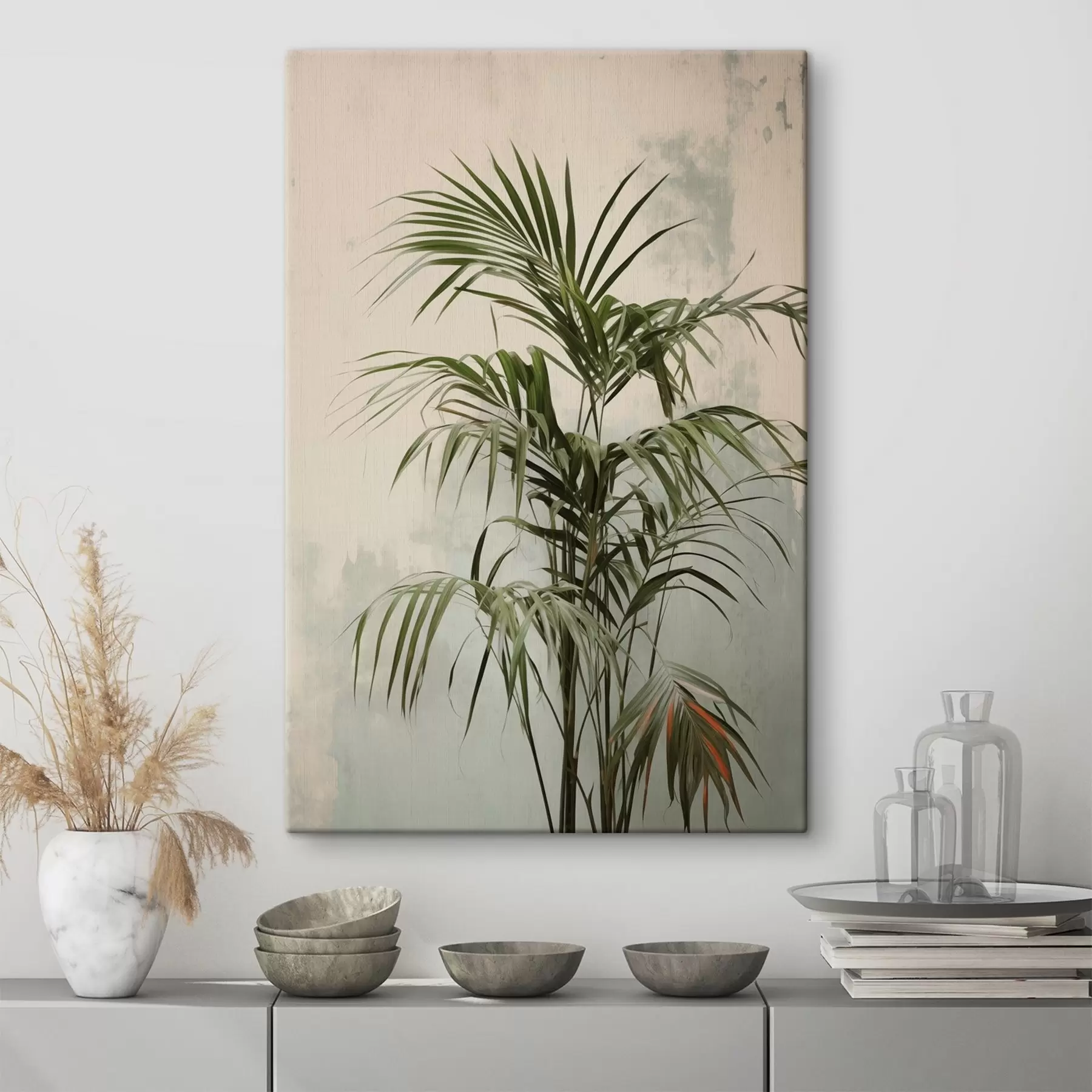 fototapet Ramuri de palmier pe un perete șubred s41660