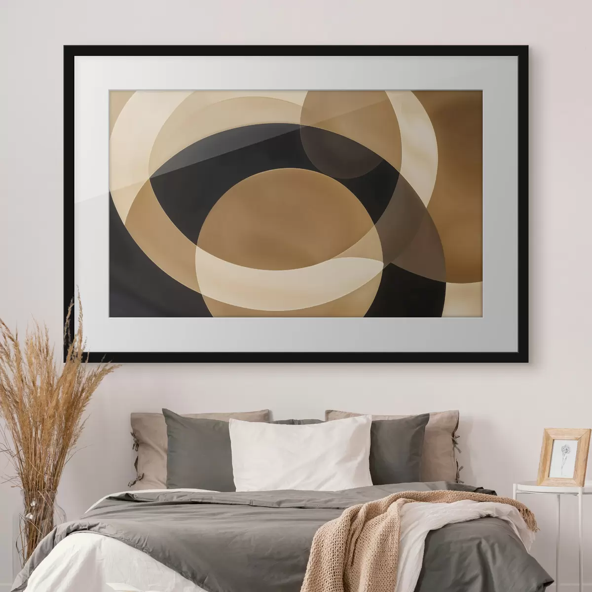Poster Forme geometrice în nuanțe de maro, bej și negru care creează o compoziție abstractă, minimalistă f41741