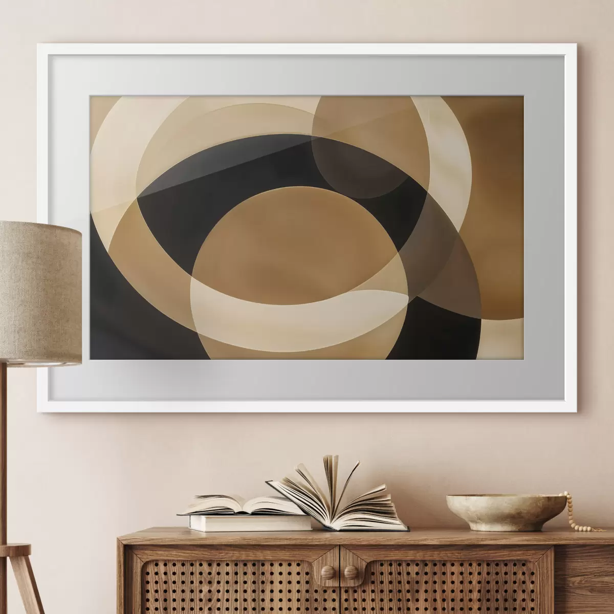 Poster Forme geometrice în nuanțe de maro, bej și negru care creează o compoziție abstractă, minimalistă f41741