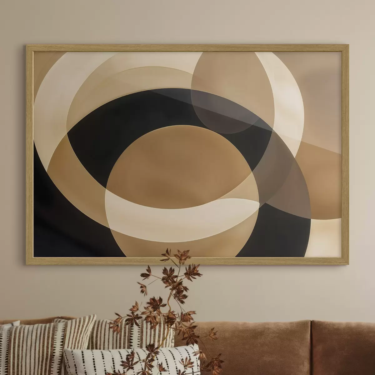 Poster Forme geometrice în nuanțe de maro, bej și negru care creează o compoziție abstractă, minimalistă f41741