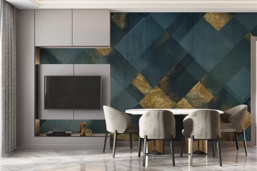 fototapet geometrie modernă într-un stil luxos cu o nuanță de smarald w02340v1