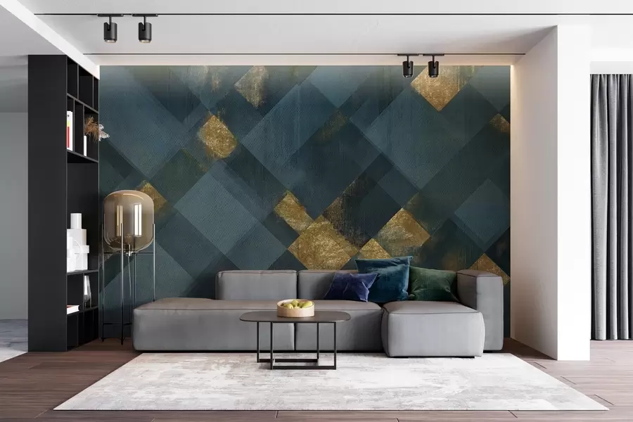 fototapet geometrie modernă într-un stil luxos cu o nuanță de smarald w02340v1