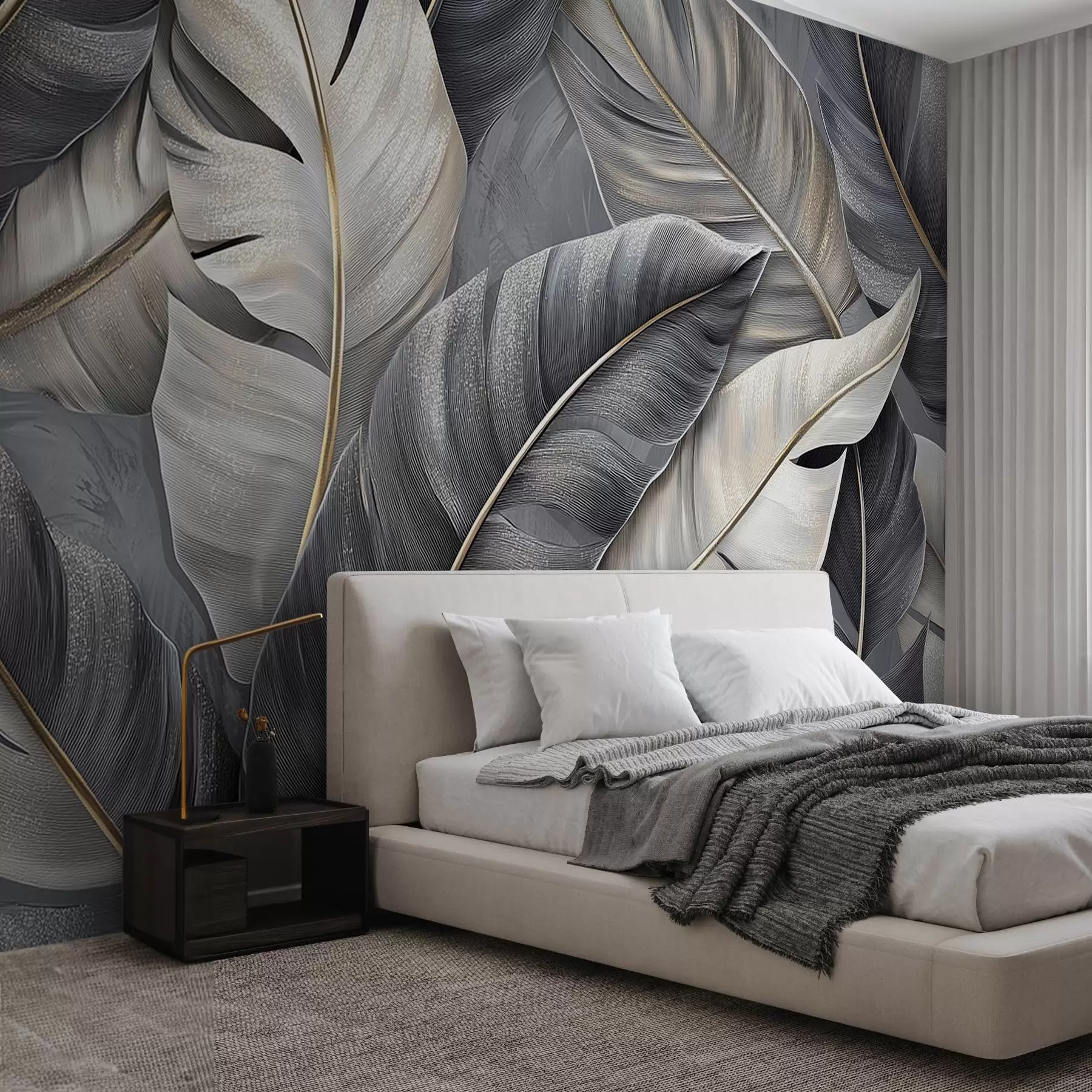 fototapet tapet luxos cu frunze tropicale mari w02342