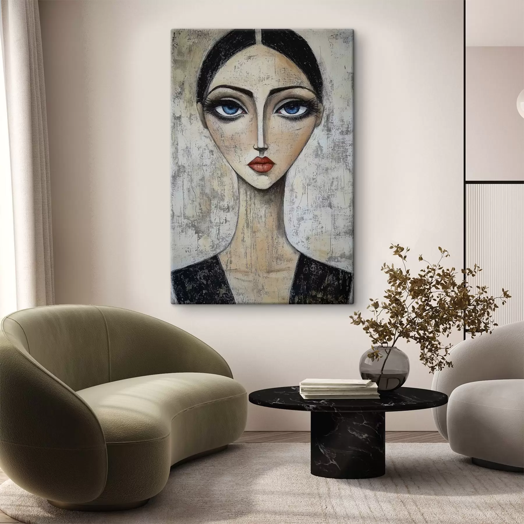 fototapet Un portret de femeie cu ochi expresivi într-o tehnică stilizată s41811