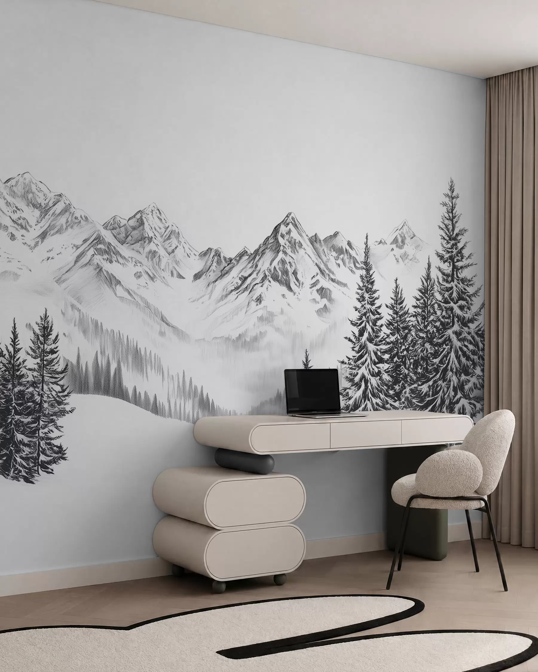 fototapet Schiță de iarnă alpină w02352