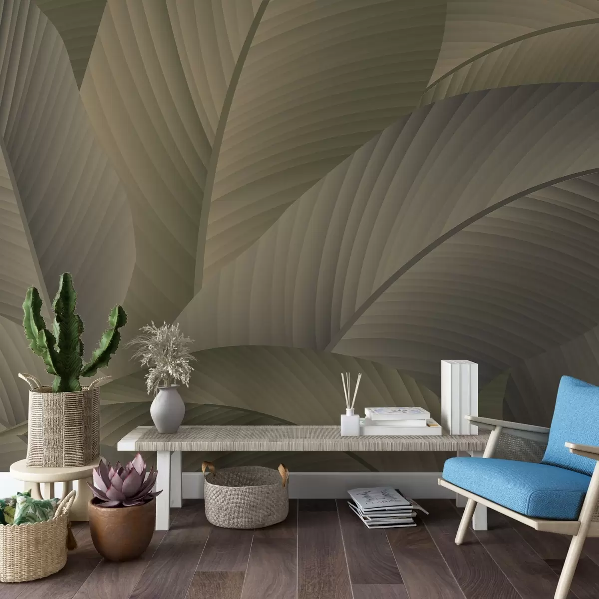 fototapet Frunze mari în culori maro w02366v2