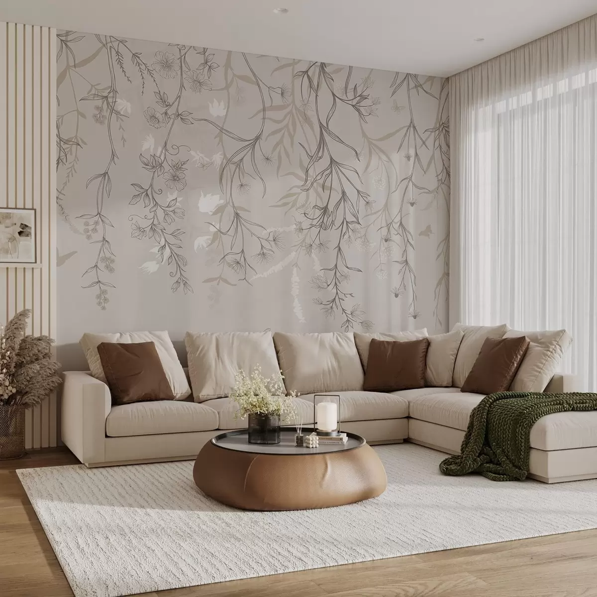 fototapet Flori lineare subțiri atârnând de munte w02007