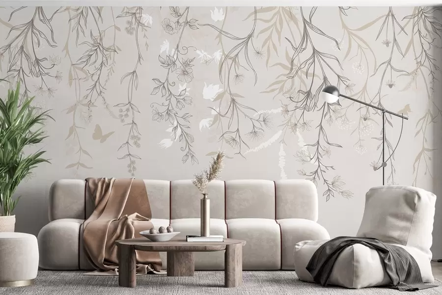 fototapet Flori lineare subțiri atârnând de munte w02007