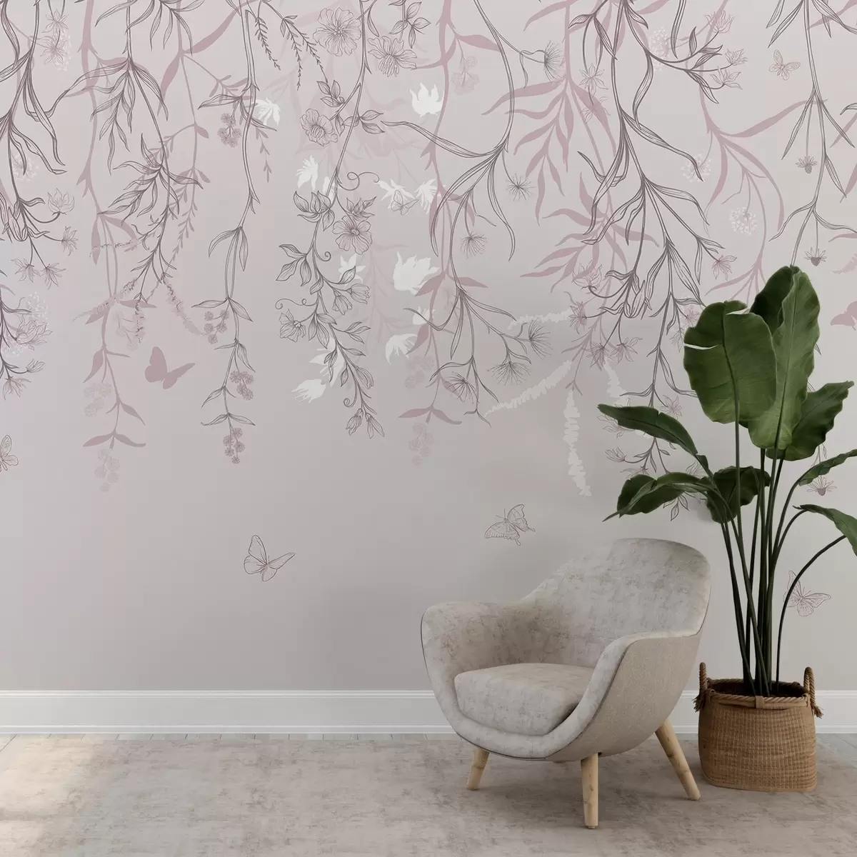 fototapet Flori lineare subțiri atârnând de munte w02007v2