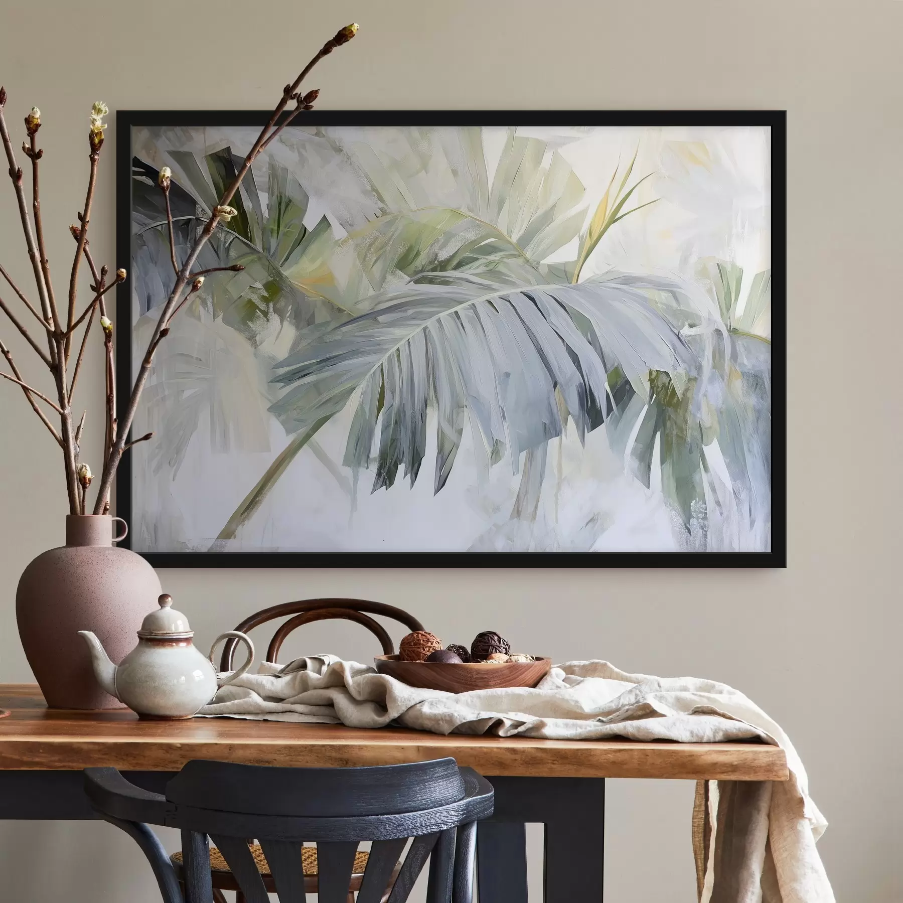 fototapet Frunze tropicale mari în stilul picturii f41866