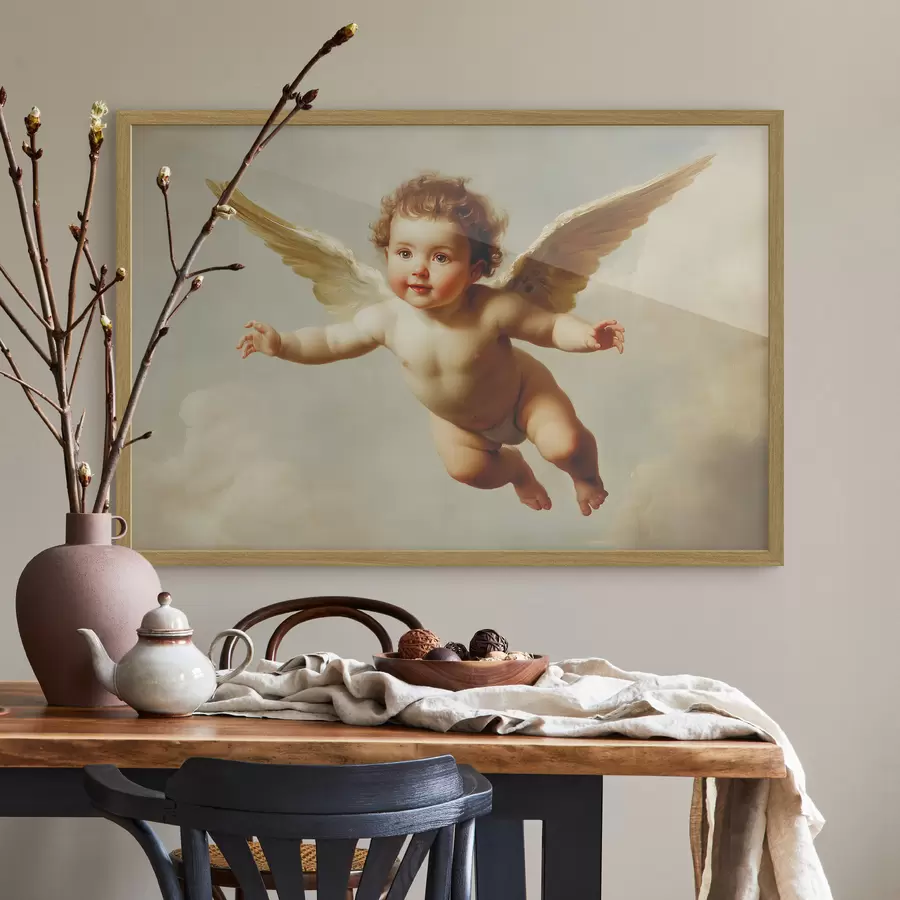 fototapet Copil angelic care zboară în aer în stilul picturii f41876