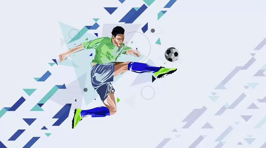 fototapet fotbalistul care șutează mingea w02401