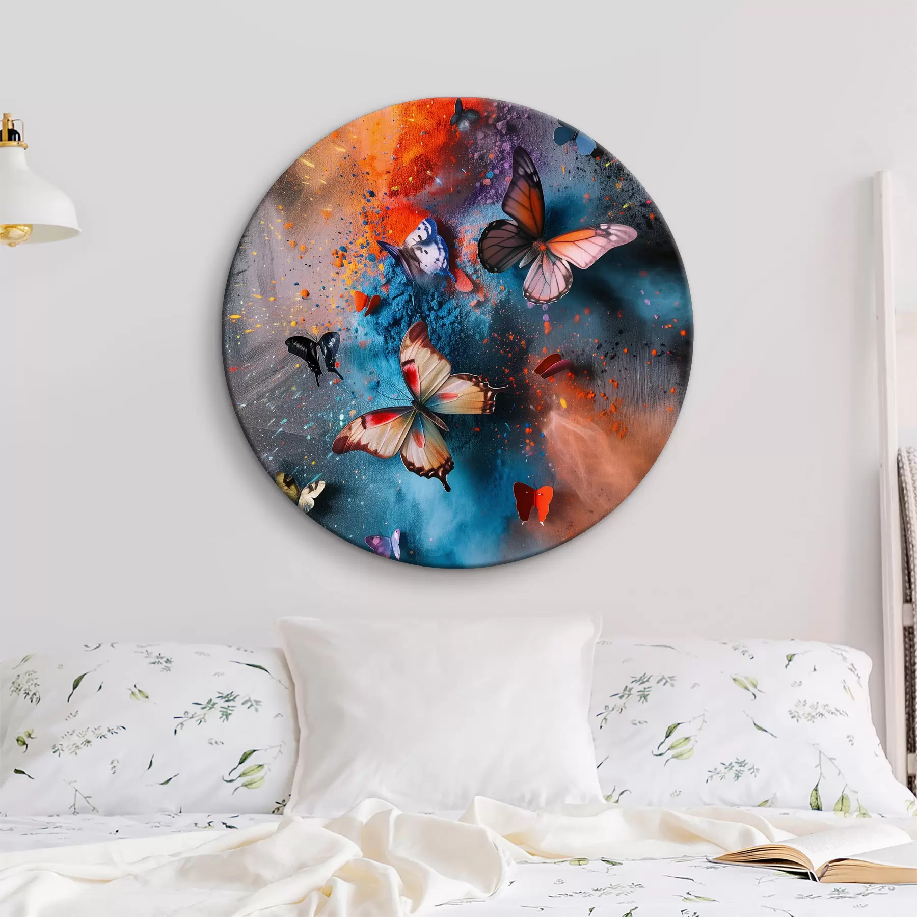 Tablouri Fluturi pe un fundal de stropi de vopsea r39803