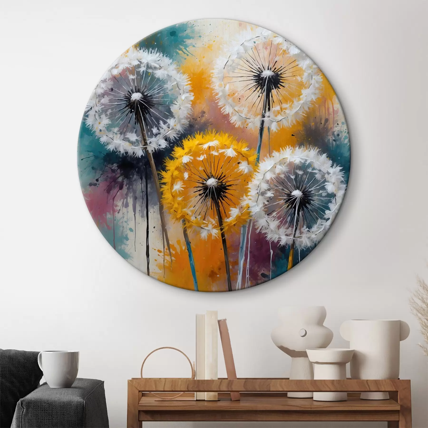 Tablouri Dandelions pe un fundal colorat r38060