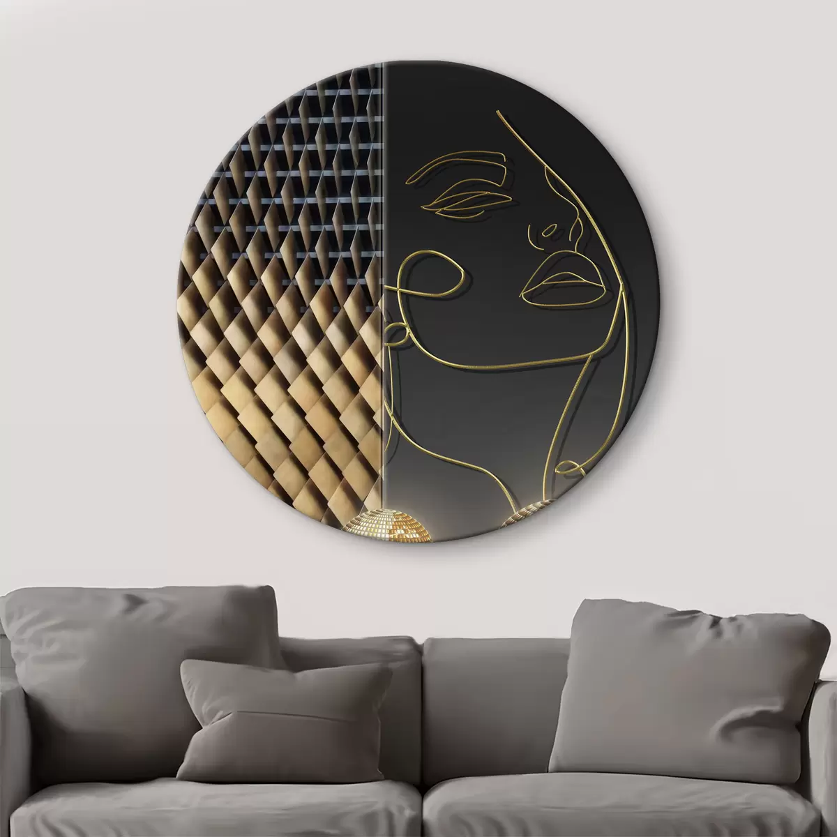 Picturi rotunde Minimalism portret și disco ball r02186