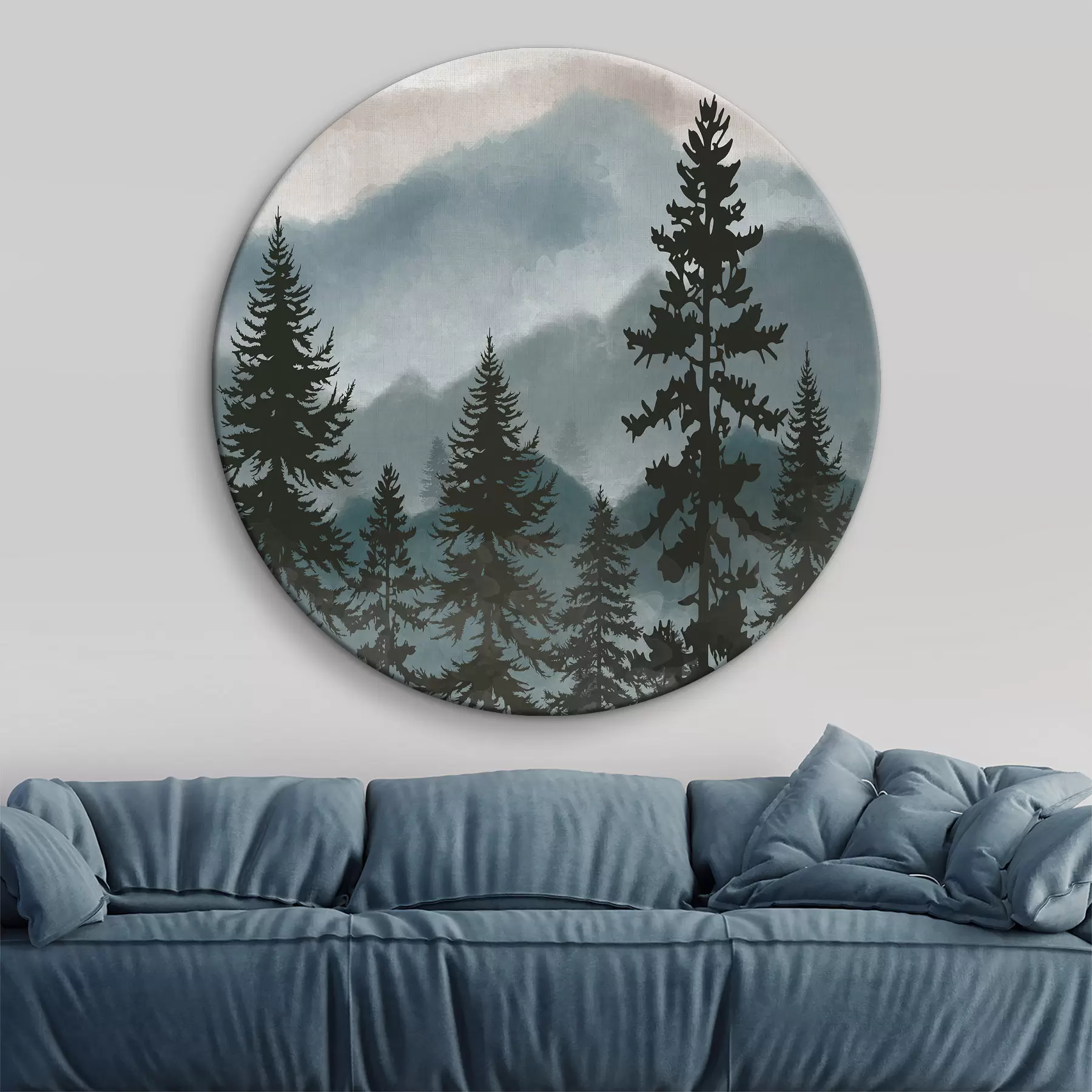 Tablouri Peisaj montan cu brazi în acuarelă r37017