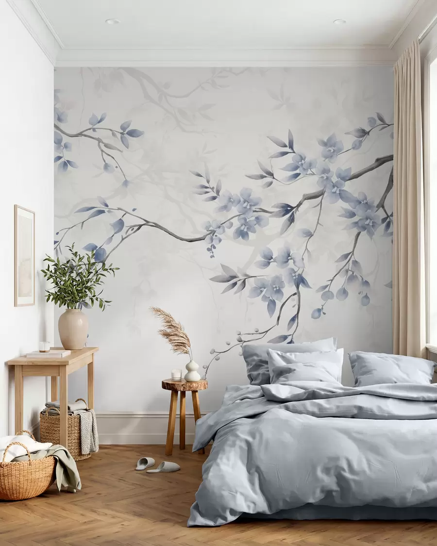 fototapet Ramuri trendy cu flori și frunze w02449