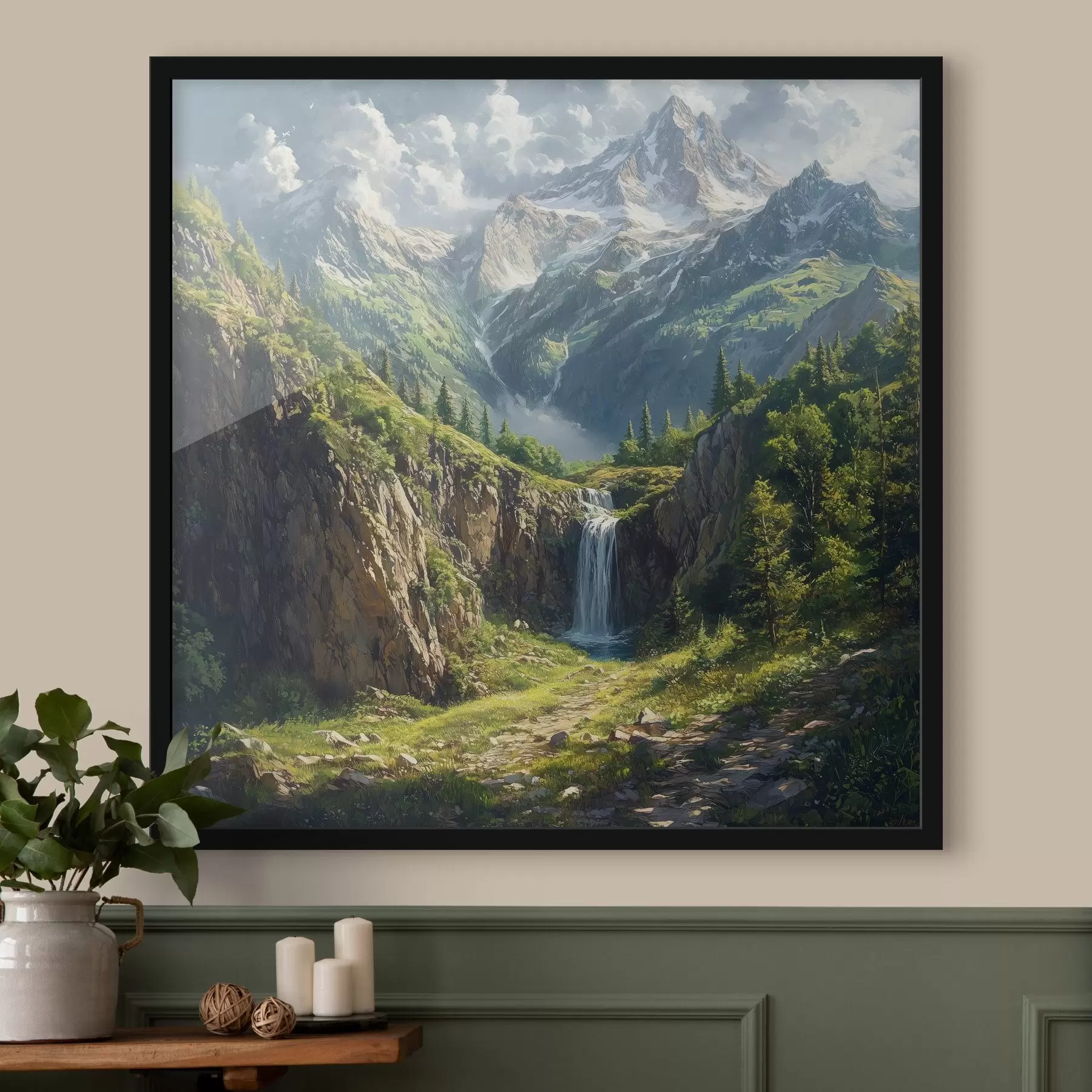 fototapet munți și cascadă f42020