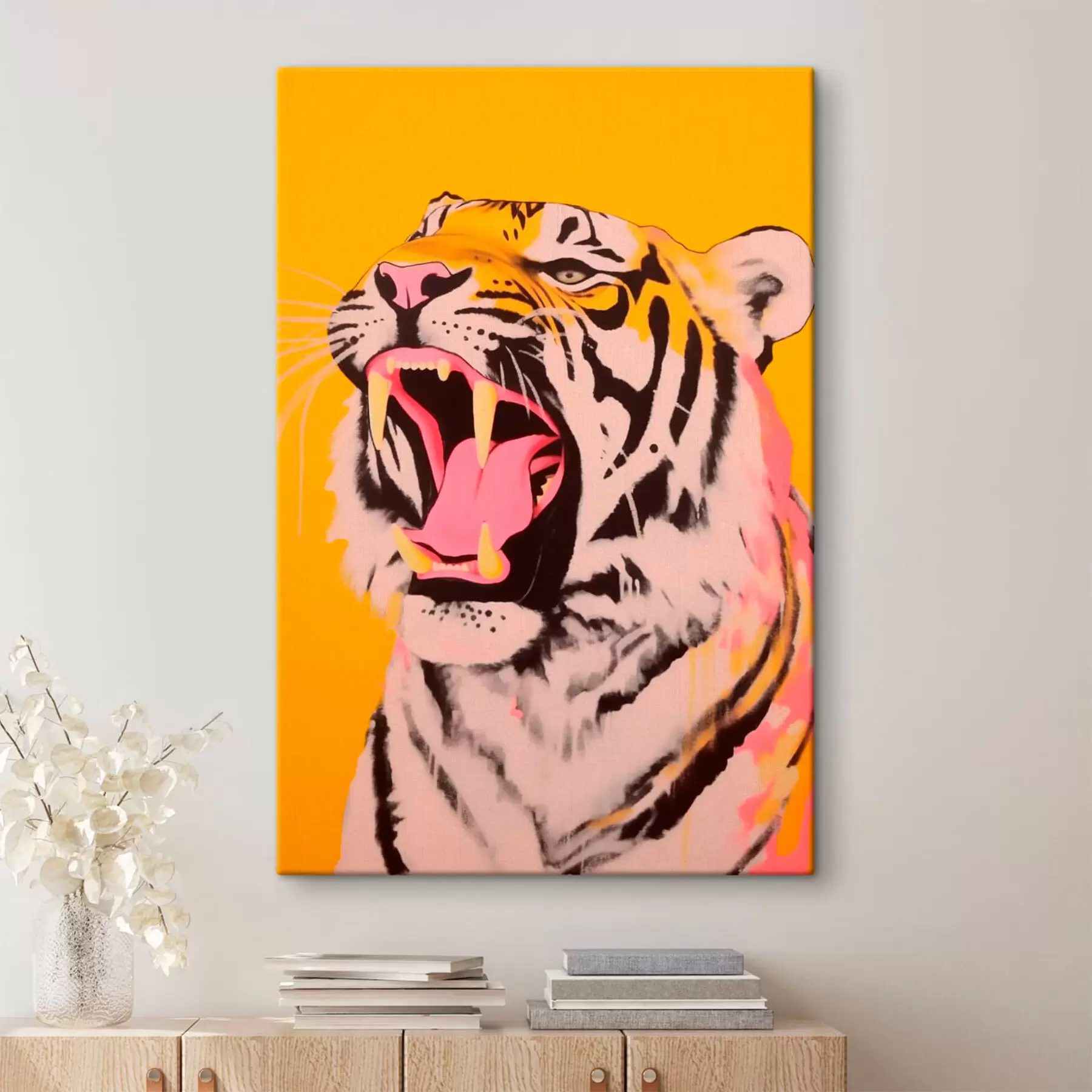 Tablouri Tigru pe un fundal galben s41804