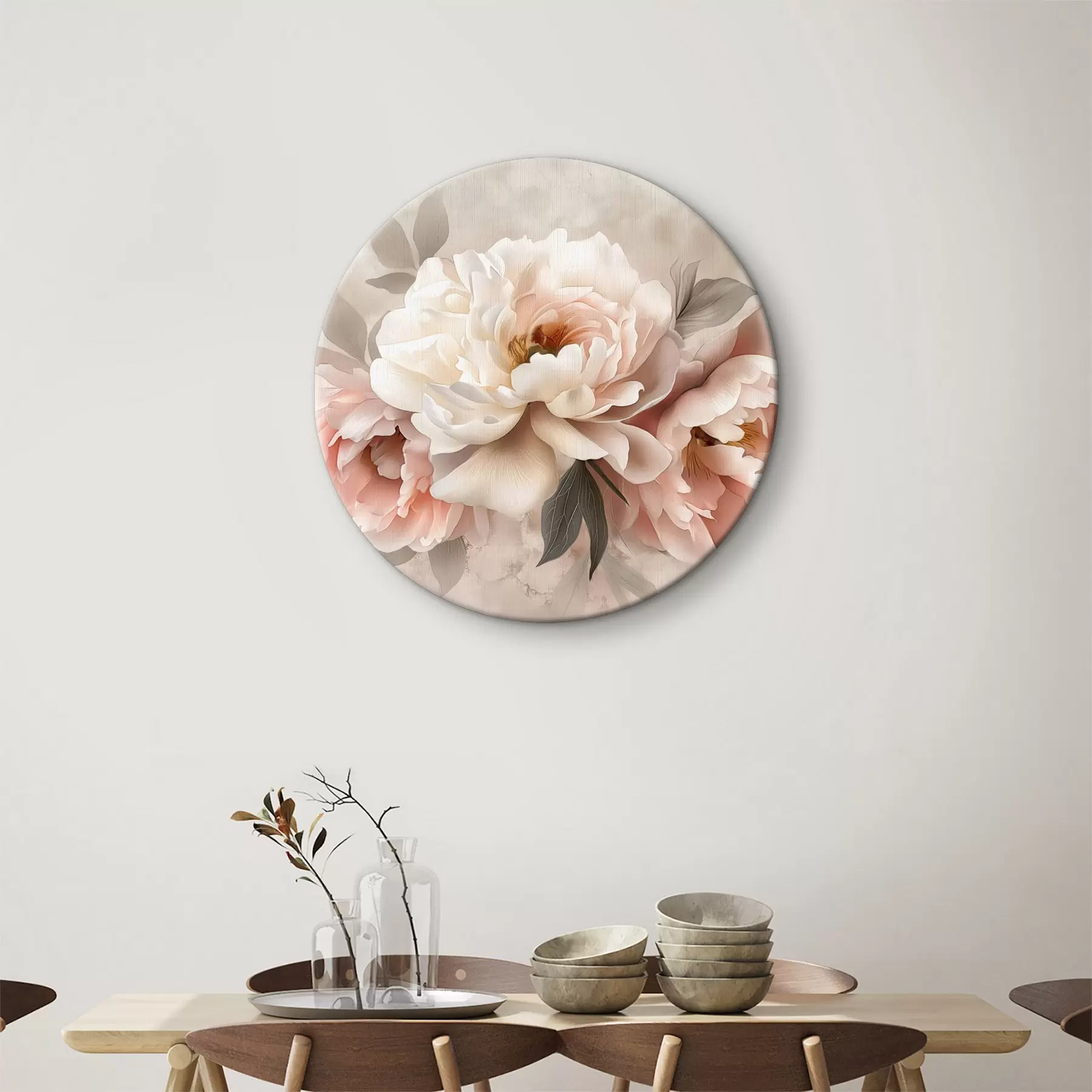 Tablouri buchet abstract de bujori în tonuri roz r39324