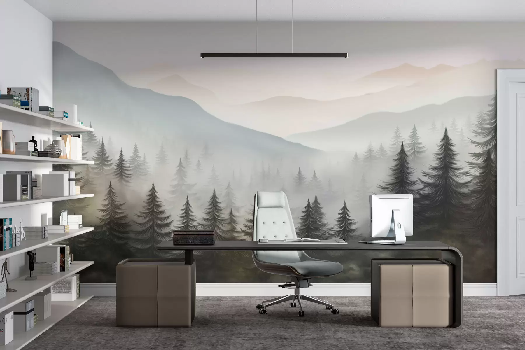 fototapet Pădure cețoasă și nuanțe delicate w02450v1